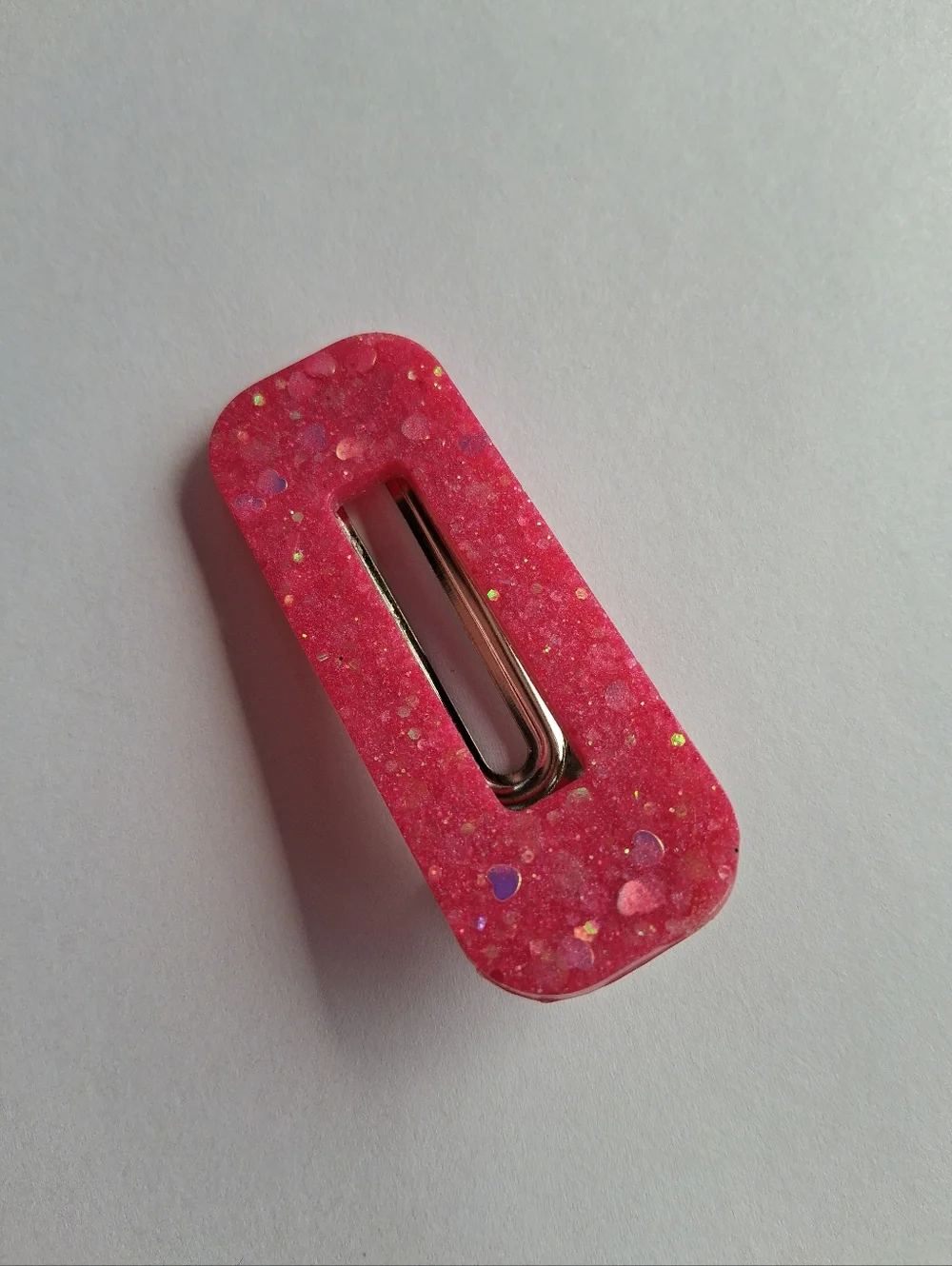 5/$25 Hand Crafted Hot Pink Glitter Resin Hair Clip